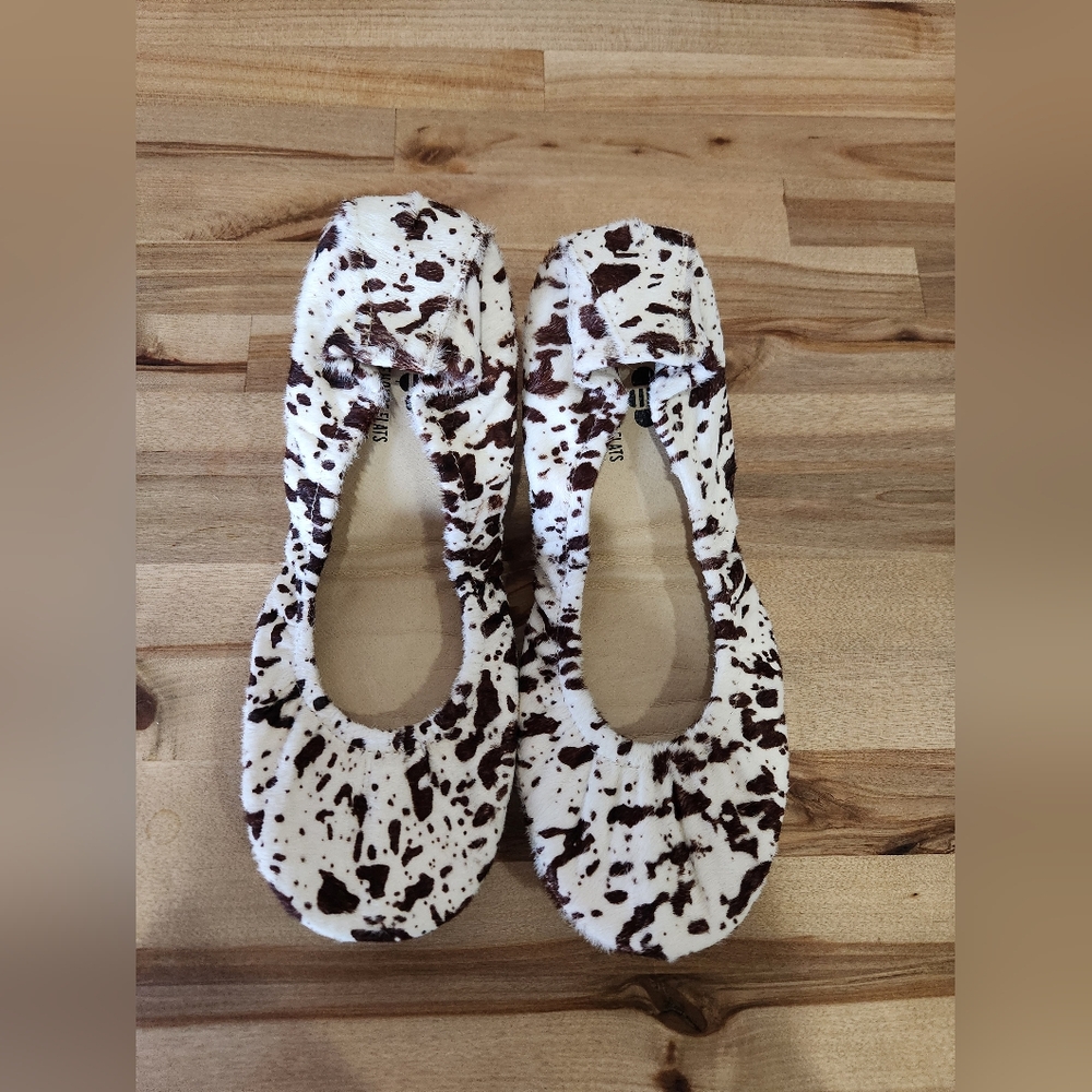 Ranch Roundup Storehouse Foldable leather ballet flats size 8 brown cowhide